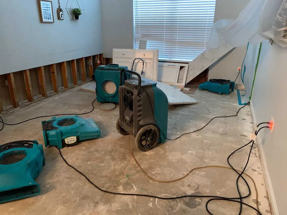 Dehumidifier in flood-cut room for Water Damage Restoration in Horsham