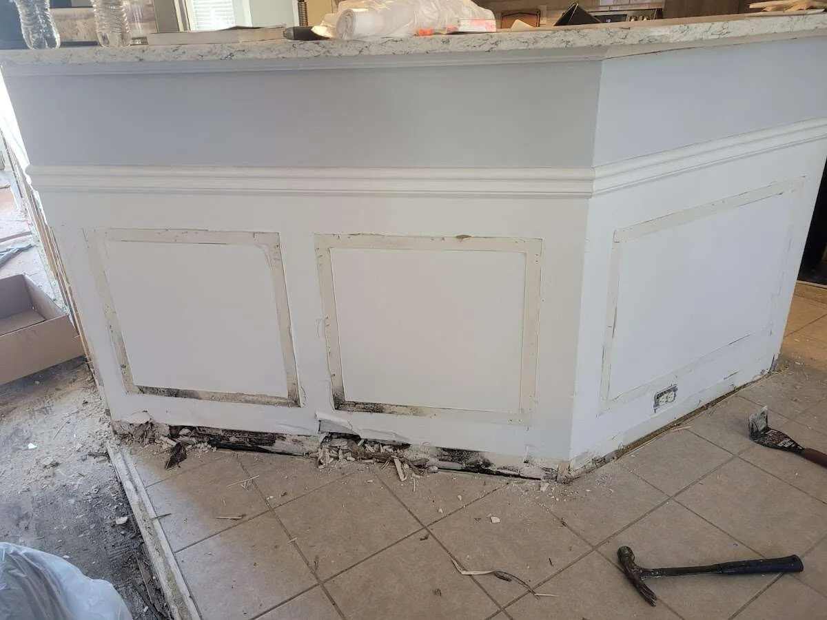 Water damage and mold on kitchen during Storm Damage Restoration in Horsham